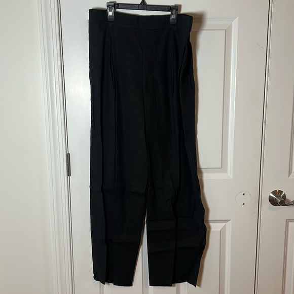 VINCE Women's L Black Straight Leg Linen Blend Pull On Slacks V963722291 Stretch - Picture 2 of 8